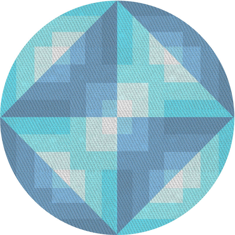 Tapis bleu ciel à motif, Rond 4 pi