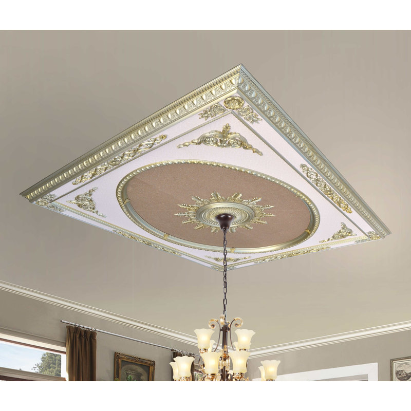 Rose Gold and Soft Gold Rectangular Ceiling Medallion 8ft x 10ft