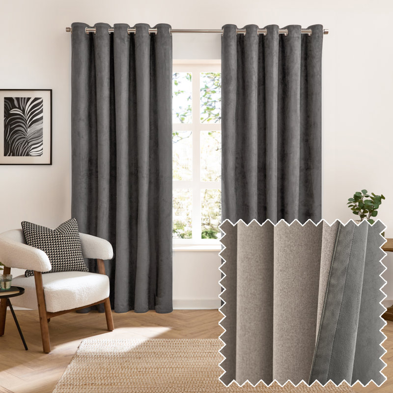 Verso Blackout Curtain Panel Pair, 137" W x 229" L, Grey