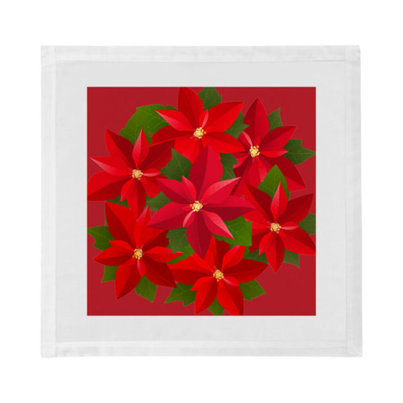 Christmas Poinsettia Cotton Sateen Dinner Napkins