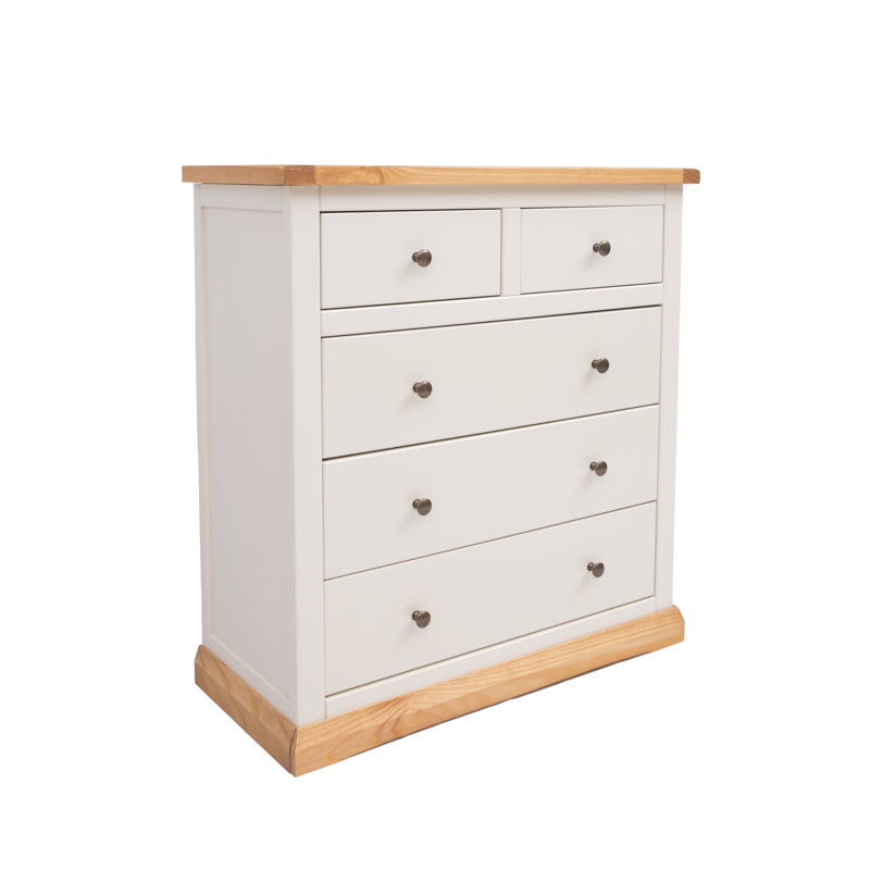 Netherton 90cm W 5 - Drawer Chest of Drawers, White/Brown
