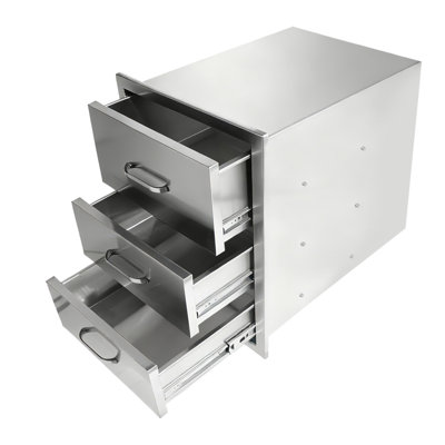 Outdoor Kitchen Drawers Stainless Steel, Flush Mount Triple Drawer,  18Wx23hx23d With Stainless Steel Handle, BBQ Drawers For Outdoor Kitchens Or BBQ Island