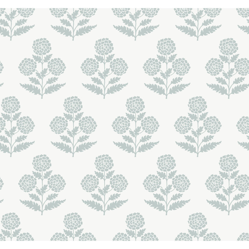 Souci Light Blue Marigolds Wallpaper
