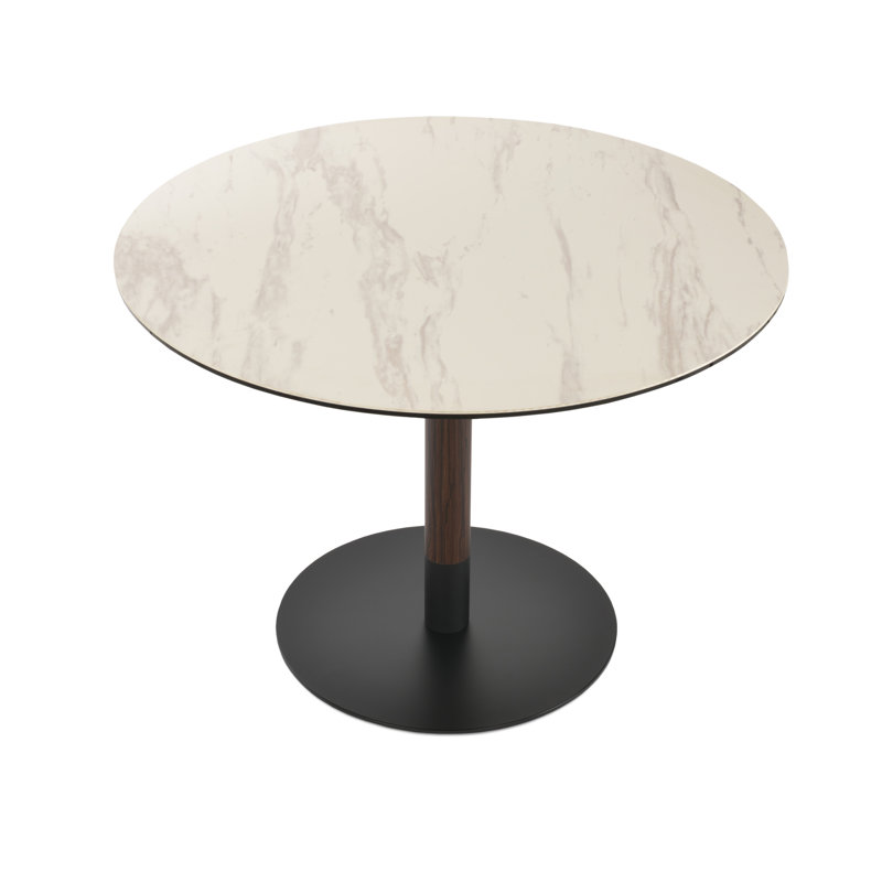 Tango Ceramic Top Dining Table, 40" L x 40" W, White, Black