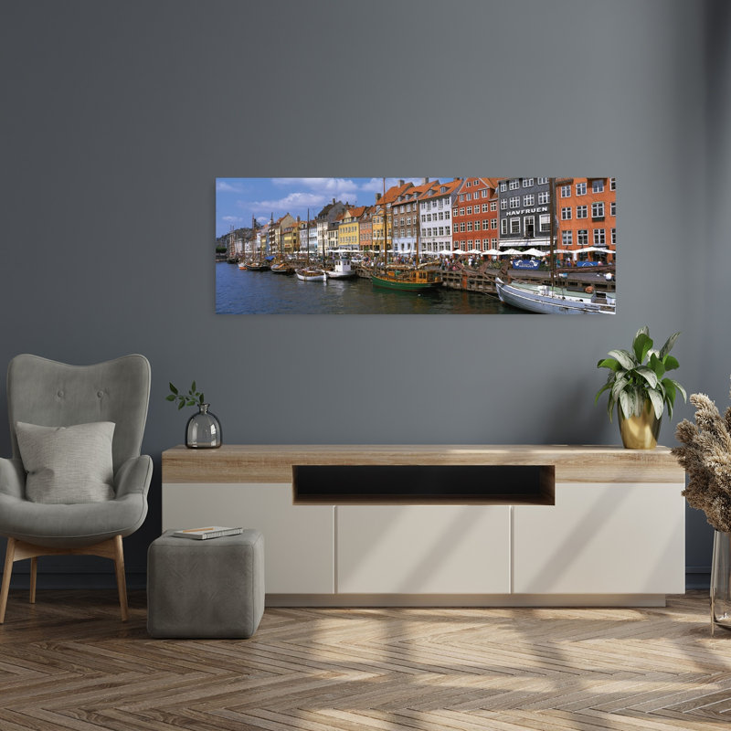 Art mural urbain urbain contemporain abstrait pacifique de Nyhavn, Danemark, H 16 po x l 48 po
