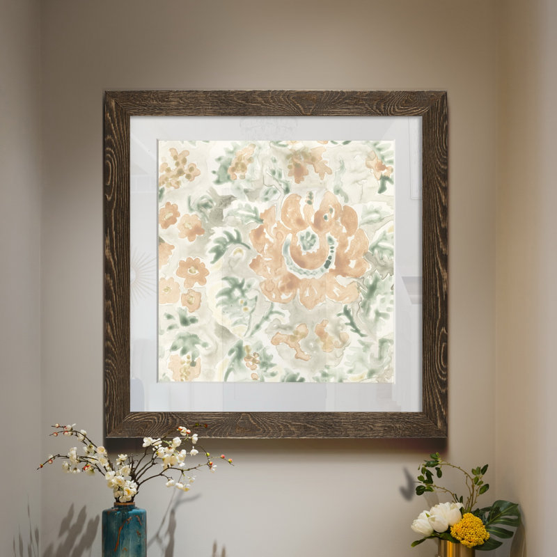 Tuile de jardin terre cuite, H 35,5 po x l 35,5 po x P 1,5 po, Papier, cadre noyer