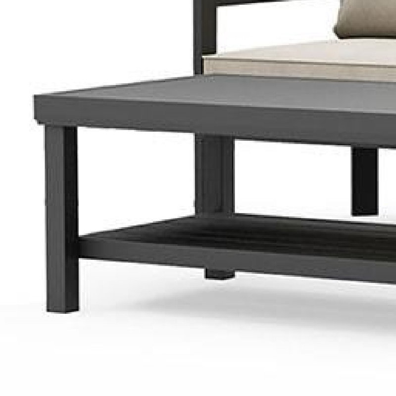 Ensemble de canapé et de table basse Lea, tablette de rangement ouverte, aluminium noir