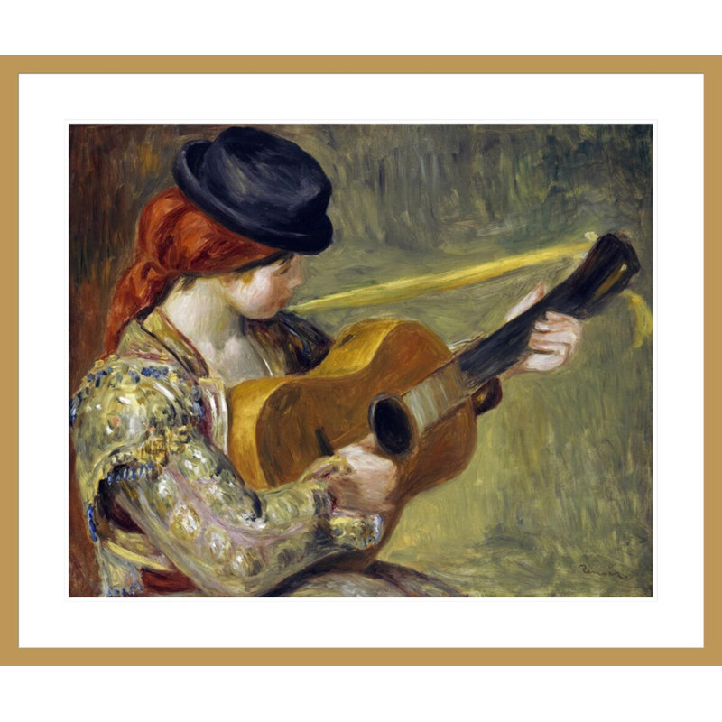«Girl With a Guitare» par Pierre-Auguste Renoir, impression giclée sur cadre, H 33,5 po x l 39,57 po