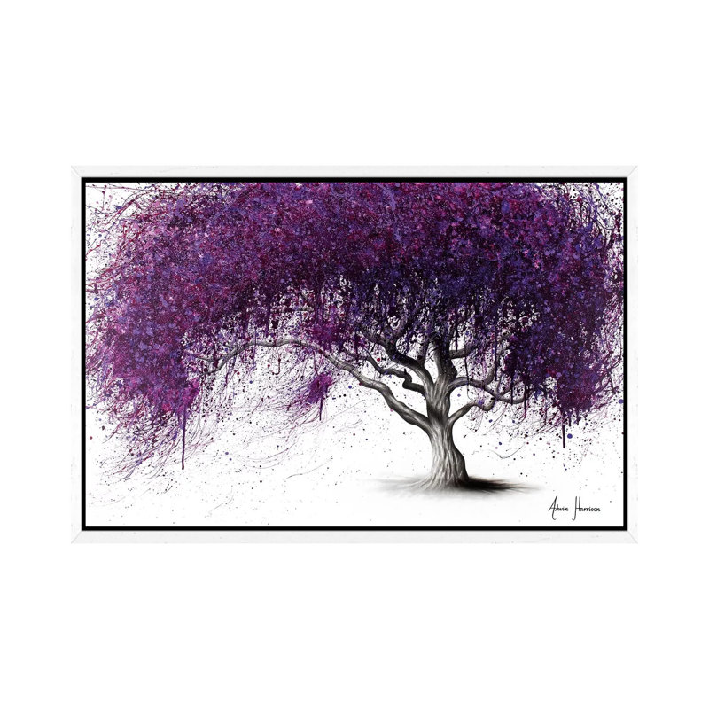 Violet Shadows by Ashvin Harrison - Painting on Canvas, White Framed, 152.5 cm H x 101.5 cm W