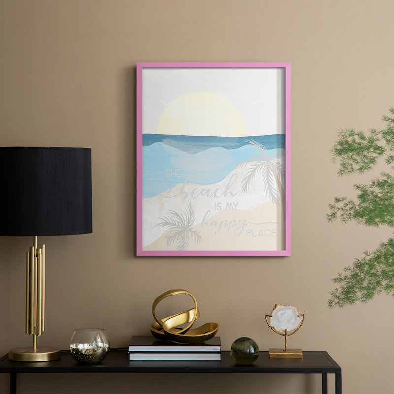 «Happy Place», reproduction encadrée - bois massif, H 30 po x l 24 po, Rose