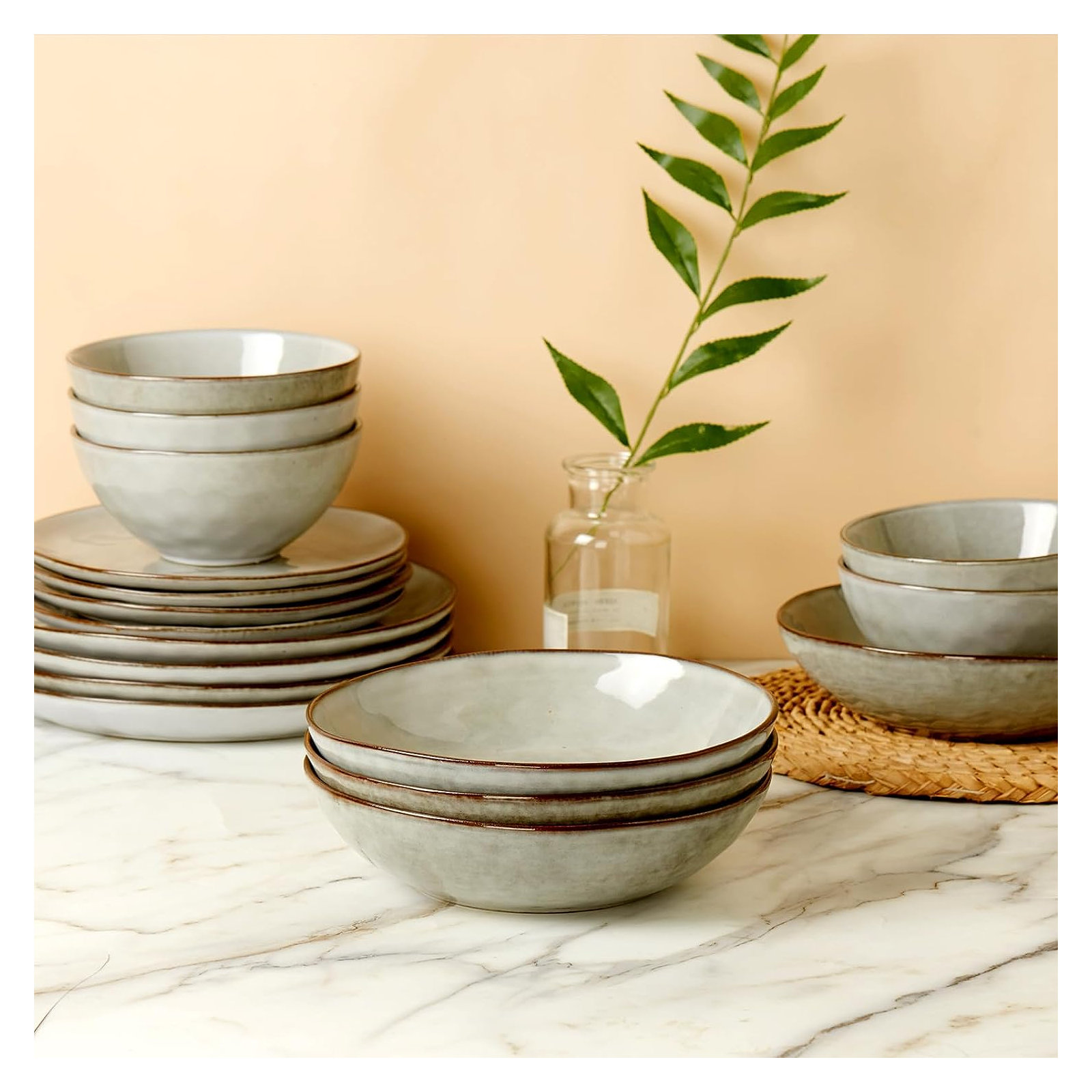 Leny 8.5'' Stoneware Large Pasta Bowl, Gray