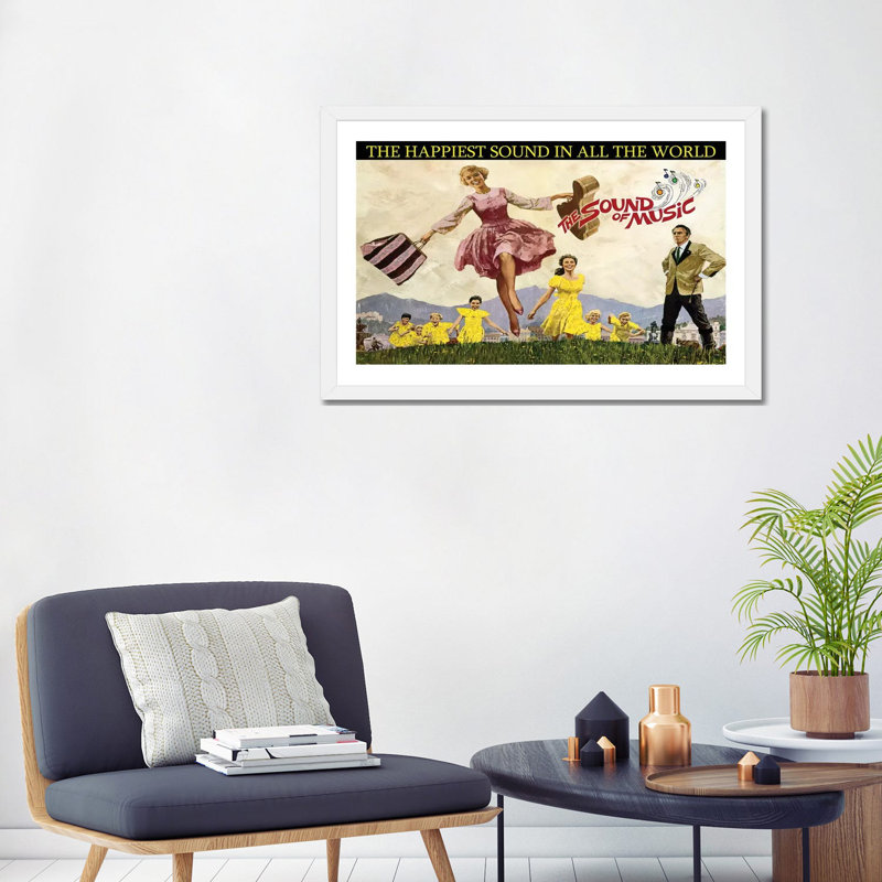 Son de la musique - Publicité, H 24 po x l 32 po x P 1 po, Blanc, Papier encadré blanc