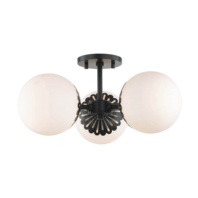 Plafonnier semi-encastré 3 lumières 17,5 po Deniaud, Bronze vieilli