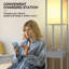 Floor Lamp With Charging, 160cm 3 Layers Shelves Standing Light With Drawer, Reading Lamp with Bulb-2115145780