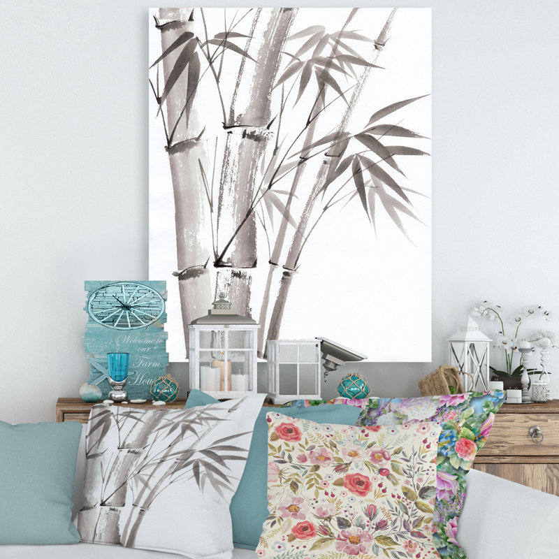 Palmier en bambou - III sur toile, H 20 po x l 12 po x P 1po, Toile tendue