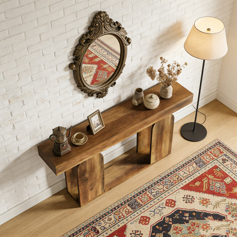 Console de table d'entrée avec rangement à 3 niveaux Farmhouse