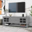 Meuble télé moderne avec rangement multifonctionnel, panneau de fibres à densité moyenne gris, conception élégante