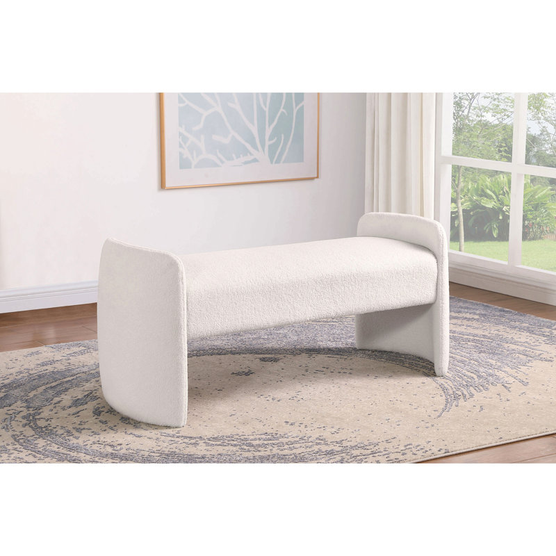 Banc rembourré en velours ivoire Giannie