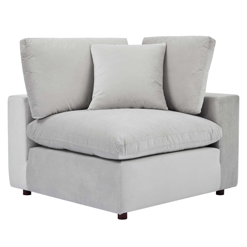 Commix Down Filled Overstuffed Velvet 6-Piece Sectional Sofa by Modway, Light Gray Polyester