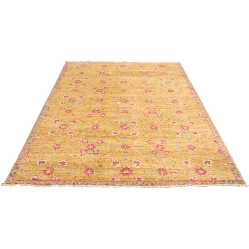 Tapis unique en laine noué à la main de style kaki Oushak 18 pi 9 po x 11 pi 10 po New Age