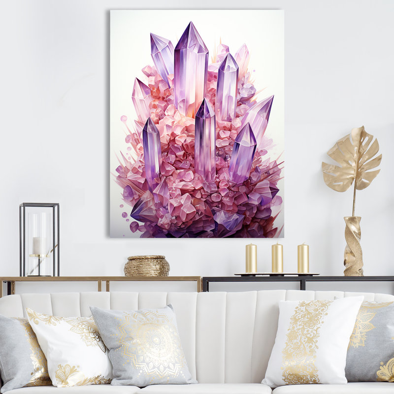 «Pink Amethyst Geode Essence 1», art mural pierre géode, Toile tendue, H 20 po x l 12 po x P 1 po