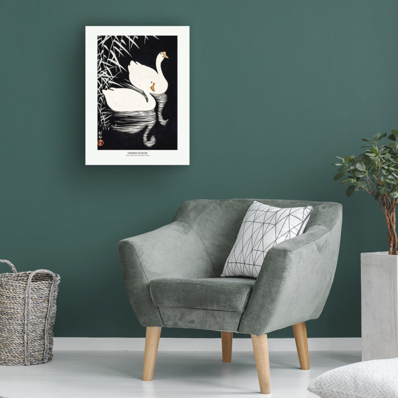 Bernache blanche bolognaise nageant par Reeds sur toile par pictufy print