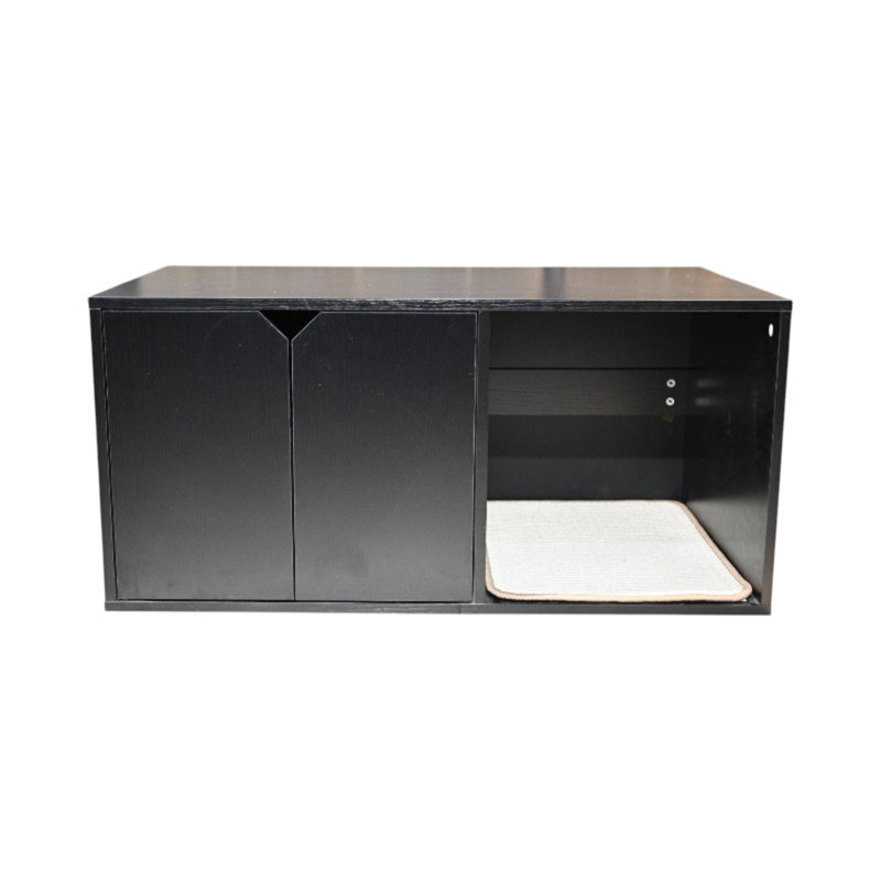 Meuble caché pour litière pour chat 35,83 po (bloc à gratter inclus), maisonnette moderne pour chat noir avec bloc à griffer en carton ondulé - 35,83 po x 20,47 po x 17,05 po, 52 lb