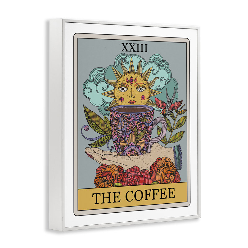 «The Coffee Tarot Art» par Valentina Harper, Estampe numérique encadrée blanc bord de mer, H 20 po x l 16 po