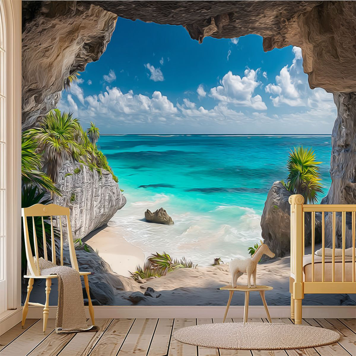 Latitude Run® Peel and Stick Wallpaper Wall Mural Tropical Beach Cave ...