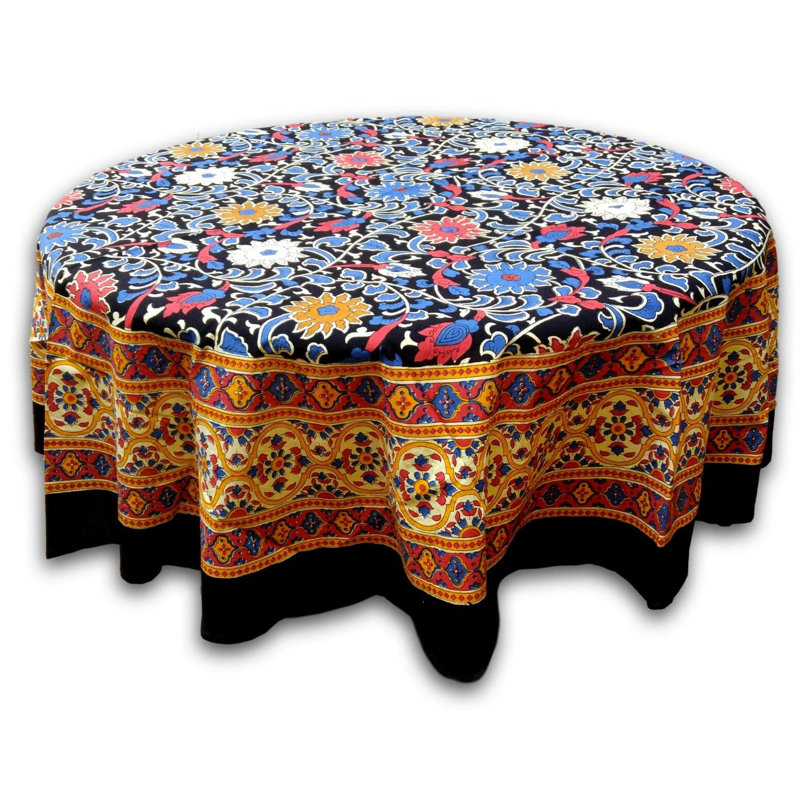 Orchimont Handmade Sunflower Cotton Tablecloth, 72" Round
