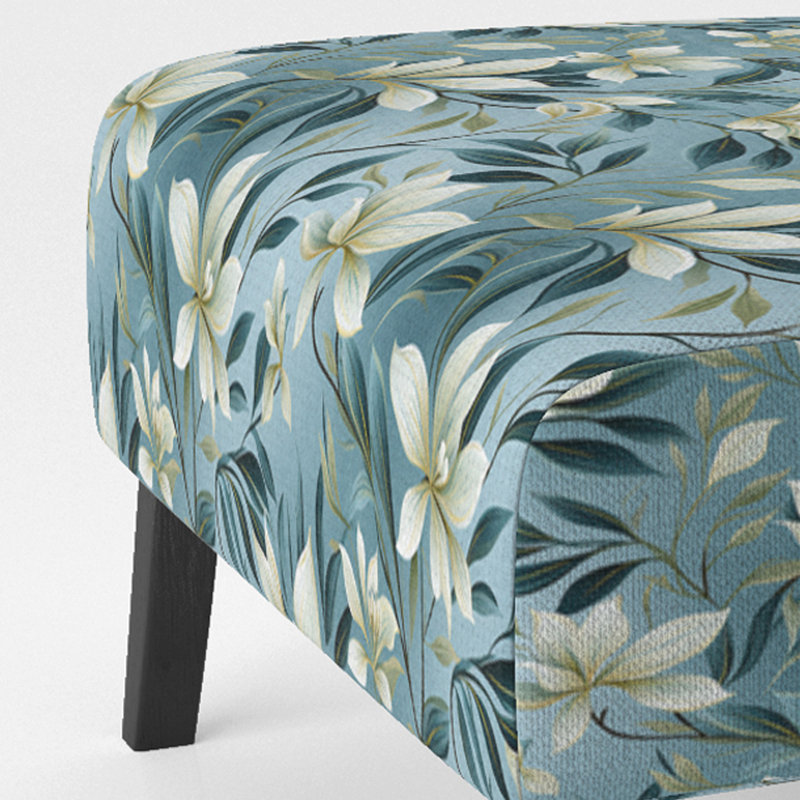 Motif botanique de feuillage océanique - Fauteuil de chambre rembourré côtier, fauteuil d'appoint vert