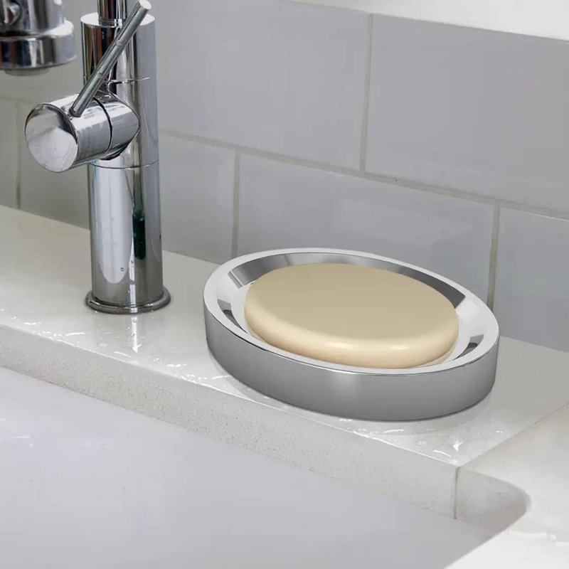 Porte-savon Oneita pour comptoir de salle de bain, douche et cuisine | Finition chromée