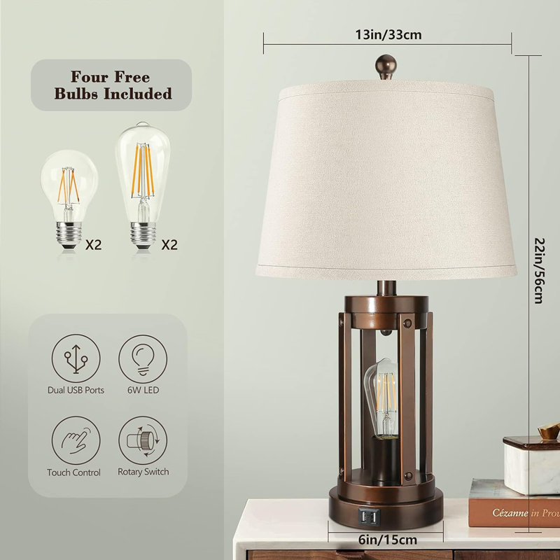 Ailisha Metal USB Table Lamp