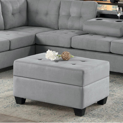 Repose-pieds capitonné en microfibre de rangement Modern Living Furniture