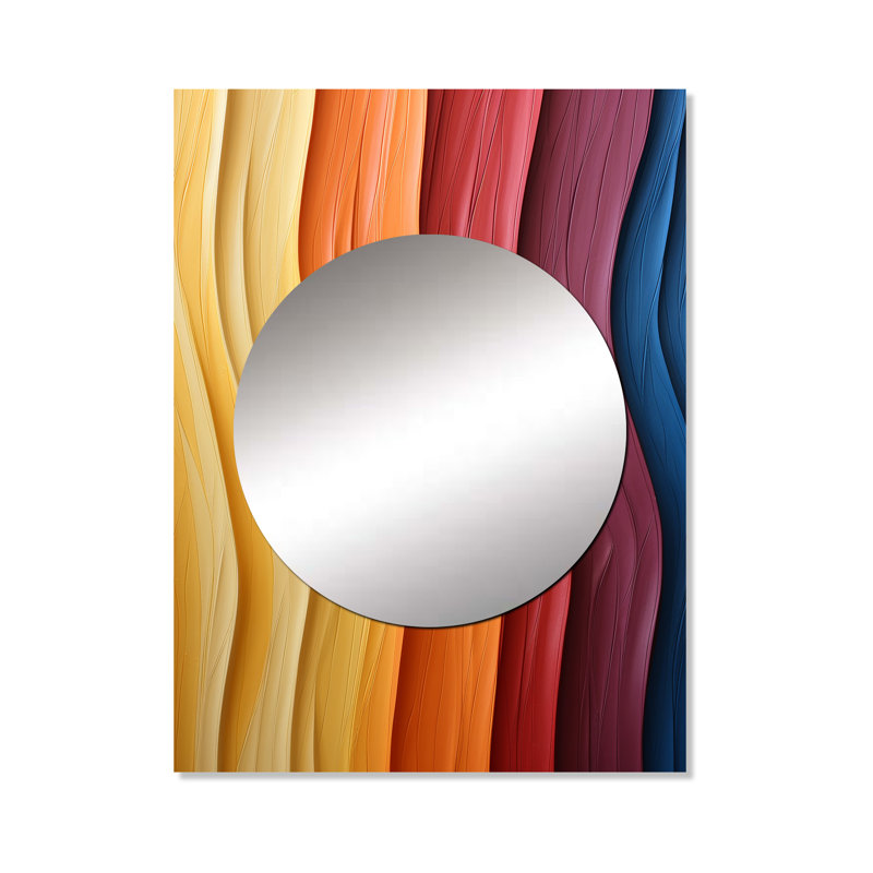 Hoorya Ashanti to the Throne multicolor wave - Abstract Shapes Decorative Mirror, Modern Wall Mirror, Printed Metal Art