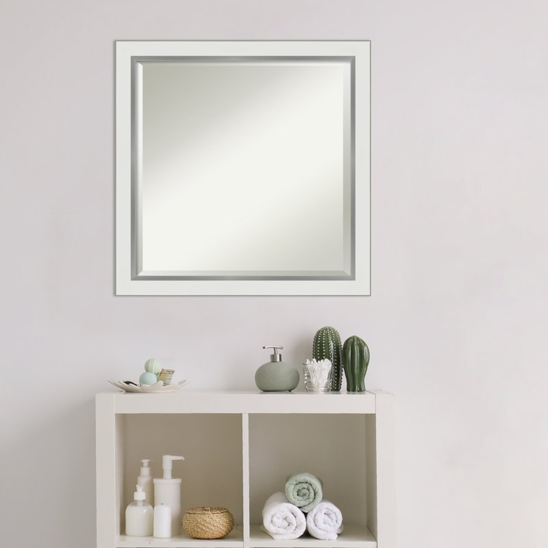 Quade Mirror, 23" x 23", Satin White/Silver