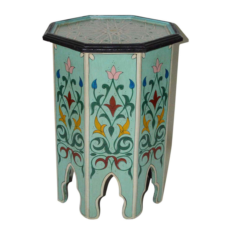 Handmade Moroccan Wood Table Light Blue