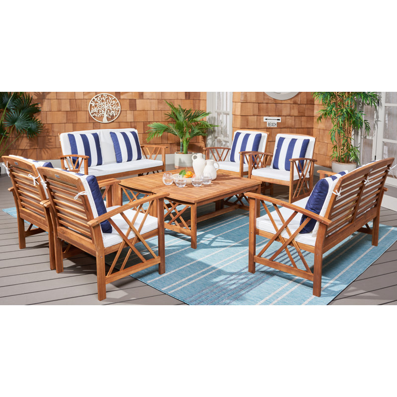 Hurteau Acacia 8 - Person Patio Conversation Set with Cushions