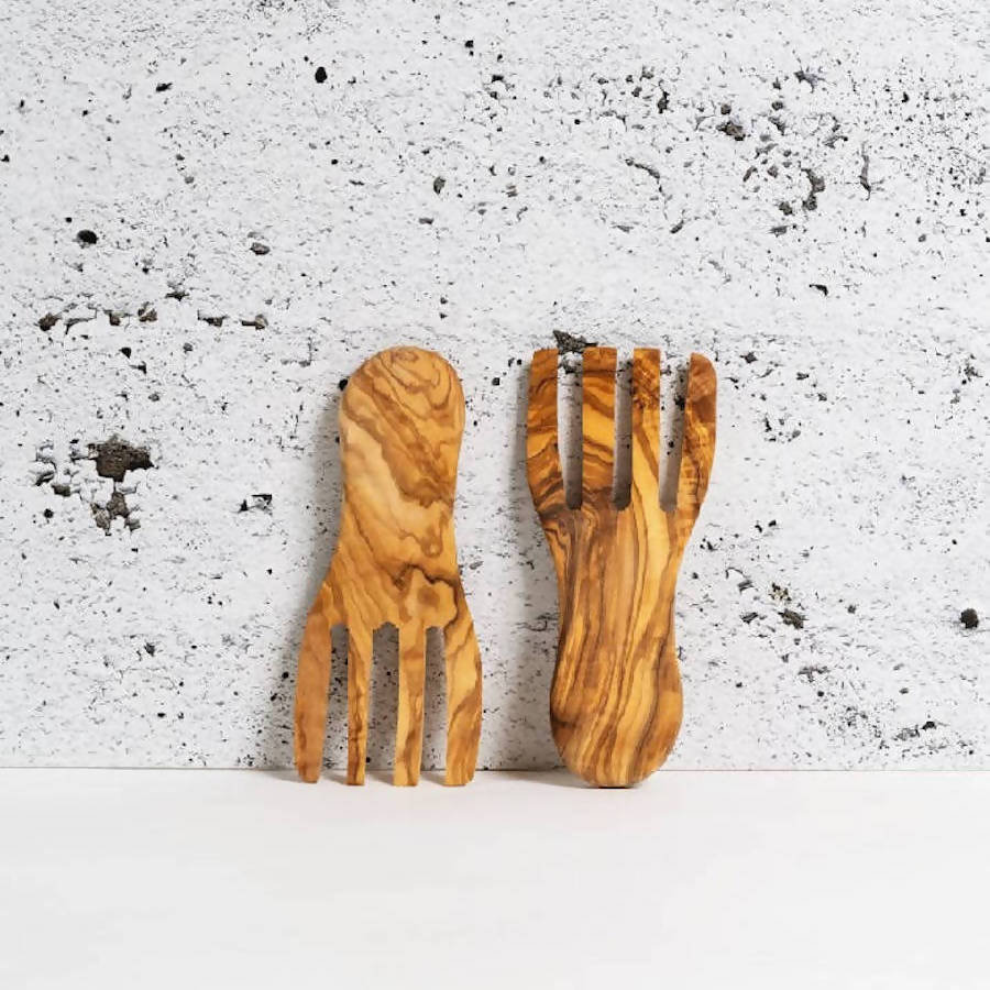 Olive Wood Salad Tongs