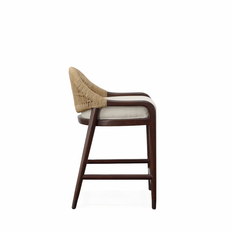 Caribe Upholstered Stool with Solid Wood Frame, Counter Stool (24.5" Seat Height)