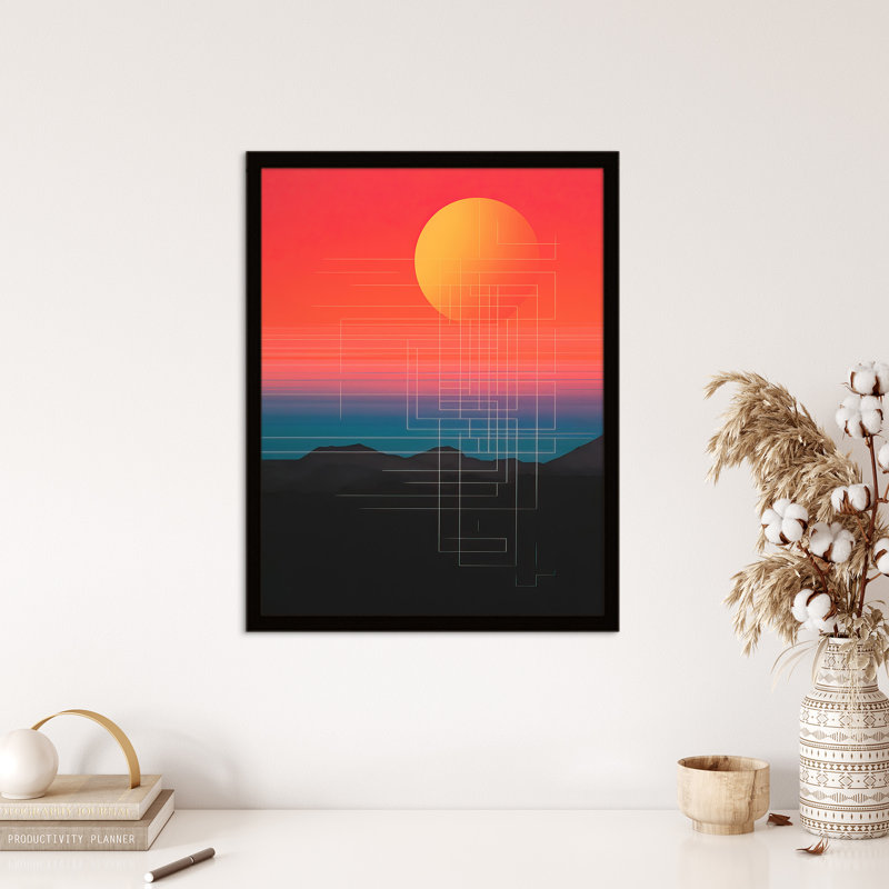 Sunset Modern Digital Abstract Mountain Landscape Gradient - Single Picture Frame Print