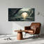 Art mural sur toile bleu gris et gris avec des couches striées dorées-133893708
