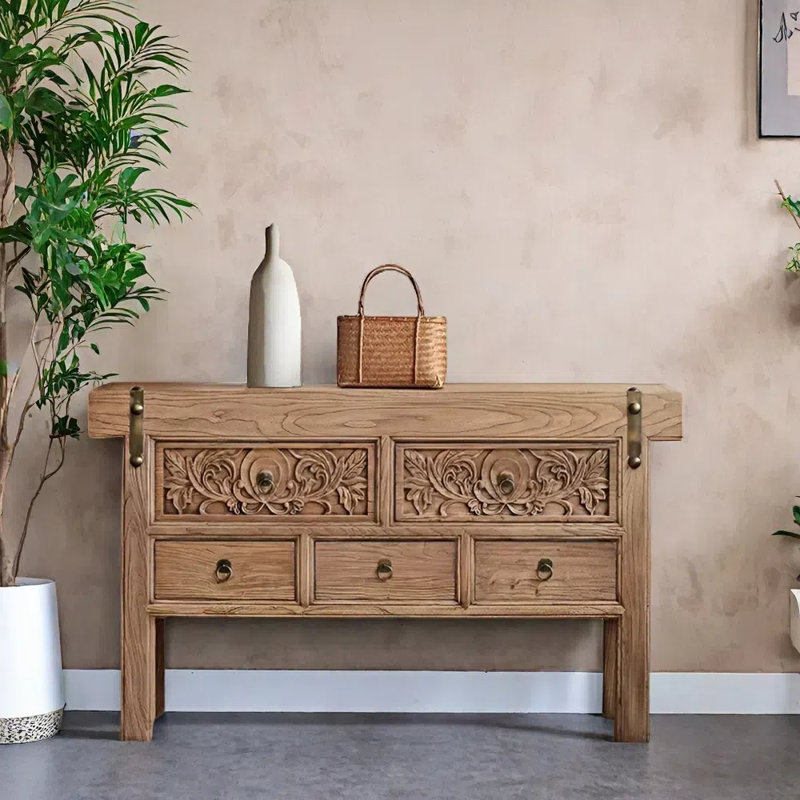 Armoire de vestibule en orme massif de style Wabi-Sabi