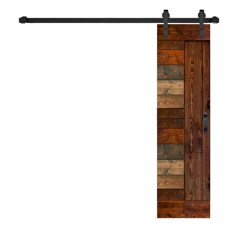Porte de grange coulissante à panneaux en bois massif L Series avec trousse de quincaillerie d'installation - assemblage requis
