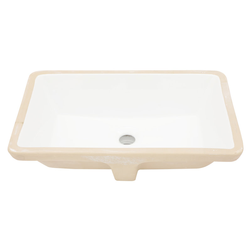 Lavabo de salle de bain encastré en céramique blanc de 21 po x 13 po, surface de teinture, idéal pour plusieurs réglages de l'acide rectangulaire, faible absorption d'eau, grande variété d'espaces