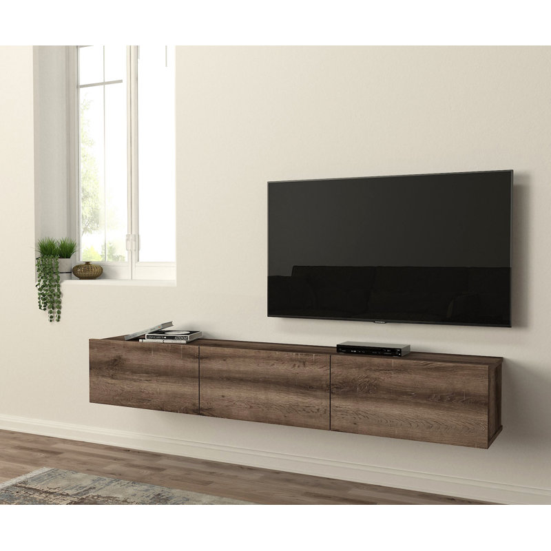 Eva 71'' W Floating Storage Credenza, Natural Wood