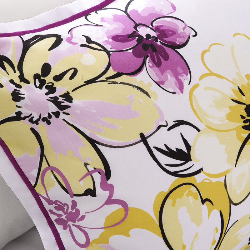 Édredon bleu floral pour lit simple / simple TG, lit protégé TG avec imprimé et rembourrage