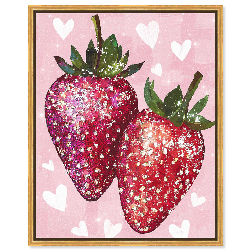 «Sparkling Strawberries Canvas Trendy Art Prints» par Art Remedy, Cadre doré, H 37 po x l 31 po x P 1,8 po