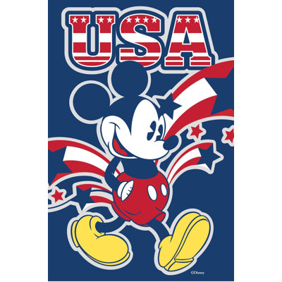 Drapeau de maison Disney Mickey USA, 28 po x 40 po, produit sous licence officielle Disney, support de drapeau vendu séparément