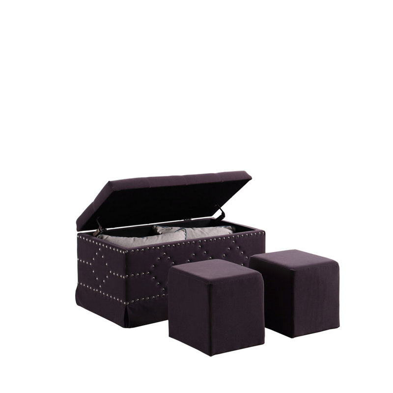 Banc de rangement en similicuir Juanelle, Mauve